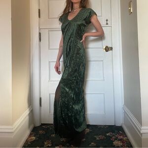 Vintage Green Velvet Dress